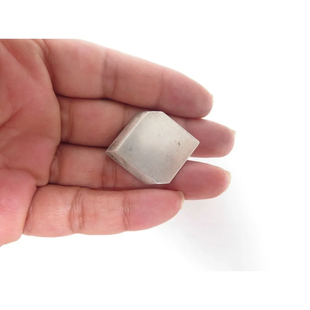 VINTAGE ANTIQUE GEOMETRIC CUBE SQUARE LARGE STERLING SILVER BUTTON*925*HEAVY 12g